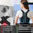 Back Brace Posture Corrector for Men & Women, Upgraded Full Back Support with Adjustable Shoulder Straightener and Waist Support Straps, Breathable Back Brace for Office Work, Long Sitting & Daily Wear, Comfortable Posture Support for Upper & Lower Back, Large (Black)