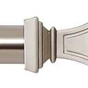 Ivilon Decorative Window Curtain Rod - Carved Square Finials, 1 1/8 in Rod, 72 to 144 in. Satin Nickel