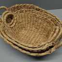 Set of 3 Wicker Storage Baskets for Organizing - Woven Decorative Baskets with Handles - Organizers for Bathroom, Kitchen, and Shelves (Natural)