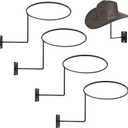 Pack of 4 Metal Hat Holder Wall Mounted Cowboy Hat Rack Hat Hanger for Wall Display, Cowboy Hat Holder Organizer Multifunctional Organizer Display Rack for Cowboy Hat, Cap, Wigs (Black)