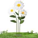 Mverse Giant Standing Flowers with Heavy Duty Base, 5-7ft Life Size Artificial Paper Dasiy Decorations for Wedding Backdrop, Nursery Wall Decor & Luxury Party Photo Booth Props (White)