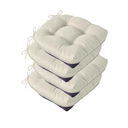 Chair Cushions for Dining Chairs, Seat Cushions for Kitchen Chairs, Indoor Seat Cushions with Ties, Tufted Foam Chair Pads, Non Slip Chair Cushions Set of 2 15.5" x 15.5" x 4", Beige