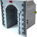 MOC Train Tunnel Building Block Set, Gray Brick Construction, Compatible Train Track Accessory for Layouts, DIY Diorama Display (Traditional)