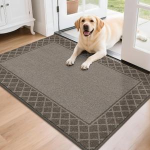 BEQHAUSE Door Mat Indoor Entrance Dirt Trapper Rugs for Entryway Non Slip Welcome Mat Absorbent Floor Mat Low Profile Washable Front Doormat for Dirty Paws, 32" x 48", Brown