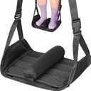 Babenest Airplane Foot Hammock, Foldable Leg Rest Support with Adjustable Strap and Thicken Bottom, Portable Under Desk Flight Footrest Holder for Air Travel, Office & Car (1 Pack, Black Universal Version)