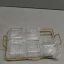 6 Clear Glass Serving Bowls Set with Gold Metal Rack Tray, Removable Condiment Dishes Serving Bowls Buffet Server Food Display Relish Tray for Fruit Dessert Appetizer Nuts Snacks Candy Chip Dip Bowl