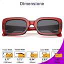 VISOONE Chunky Rectangle Sunglasses Women Men 90s Vintage Retro Accessories UV400 Protection Narrow Square Shades Harmony (Red)
