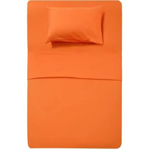 Best Season Bed Sheets Set Extra Soft - 1 Flat Sheet,1 Fitted Sheet and 1 Pillow Cases,Luxury Bedding Set,Deep Pockets,Wrinkle,Fade Resistant - Hypoallergenic- 3 Piece (Twin,Orange)