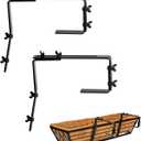 2 x 2 Pack Metal Adjustable Brackets for Window Boxes Heavy Duty Iron Bracket for Deck Railing Planters Box - Black