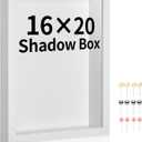 16x20 Shadow Box Picture Frame Display Case with Soft Linen Back-Thickened Panel,Large White Deep Shadow Box Frame 16x20 for Jersey Graduation Items Flower Photo Craft Memorial