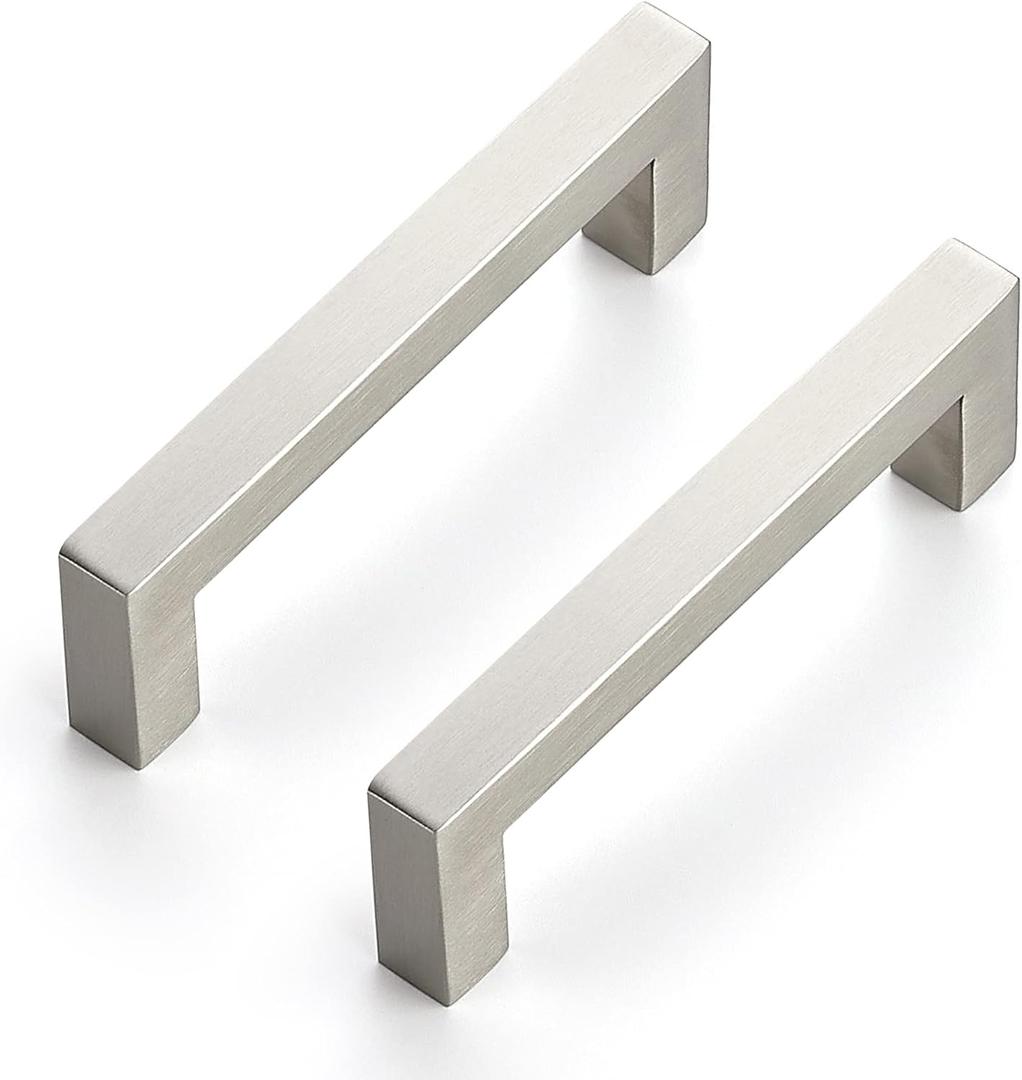 Ravinte 10 Pack 4 Inch Kitchen Square Cabinet Handles Satin Nickel Pulls Brushed Nickel Drawer Pulls Cabinet Hardware Kitchen Handles