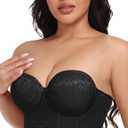 FallSweet Lace Strapless Bustier Bra for Women Underwire Longline Corset Top, Black,38D (Black)