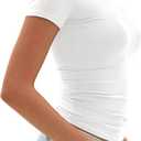 Darong Womens Basic T Shirts Summer Outfits Crew Neck Short Sleeve Back Cut Out Crop Tops Slim Fit Tees Y2k Clothing (White, S)