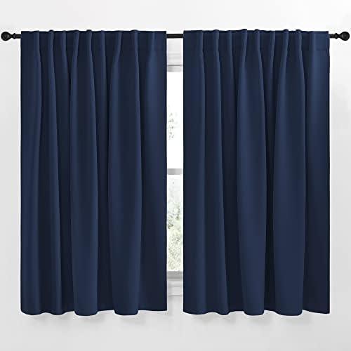NICETOWN Vertical Blinds Window Curtain Panels - (Navy Blue Color) 70 by 63 inches, Set of 2 Panels, Energy Saving Blackout Curtains for Hall Room