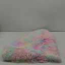 Amdrebio Rainbow Fluffy Round Rug 4Ft Kids Rugs for Girls Bedroom, Unicorn Room Decor, Colorful Pastel Shag Carpet for Preppy Dorm, Soft Cute Fuzzy Kawaii Circle Area Rugs for Baby Nursery, Playroom