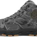 Jakcuz Men Snow Boots Water Resistant Non-slip Winter Shoes with Fuzz Lined Warm High Top Boots for Men (11, Grey)