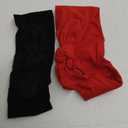 Hicarer 2 Pcs Bandana Headband for Women Retro Cotton Wide Headwrap with Bows Vintage Halloween Christmas Decor Adjustable Rabbit Ear Bow Hairband for Women(Red and Black)