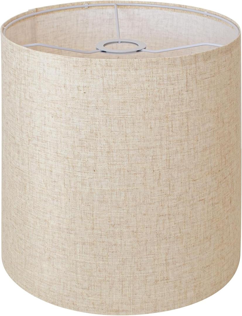 Beige Linen Tall Drum Lampshade, 11" Top x 11" Bottom x 12" High Lamp Shade, Lamp Shade Replacement for Table and Floor Lamps, Pendant LightHandcrafted LampshadeEasy Assembly