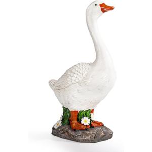 GIGALUMI 19" Large Porch Goose Statue, Durable Resin Garden Decor, Hand-Painted Animal Sculpture Indoor Outdoor, Patio Lawn Yard Art Ornaments, Birthday Housewarming Gift for Women Mom Grandma Friends