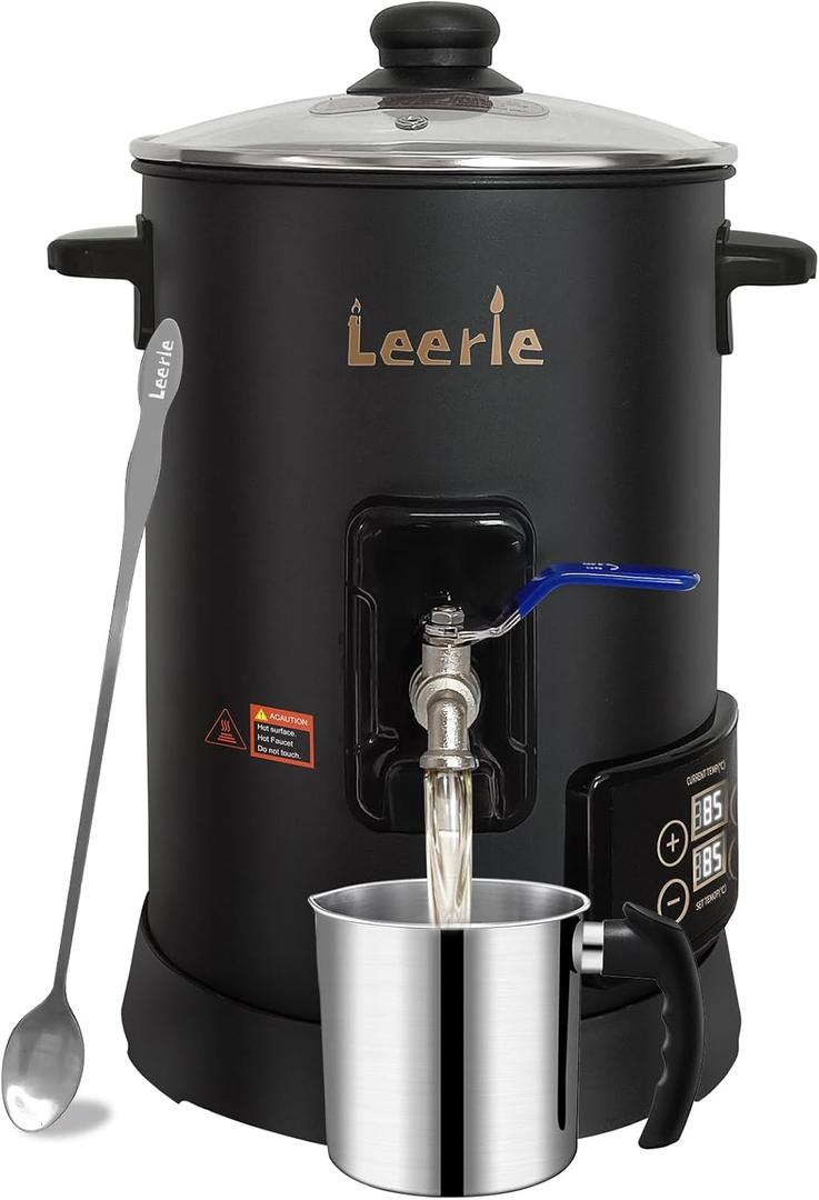 Leerie 6Qts/12Lbs Digital Wax Melter for Candle Making - D6 Candle Wax Melting Pot with Accurate Temperature Control & Heating Core Brass Spout for DIY Home Business Candle Maker