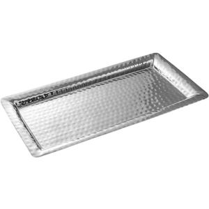 Monarch Abode Decorative Tray  12-Inch Hand Hammered Nickel Finish Metal Bathroom Tray Countertop, Vanity Trays Organizer, Perfume Plate for Dresser, Kitchen Countertop Small Fruit Platter