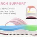 ONCAI Orthopedic Flip Flops Women with Arch Support Ladies Orthotic Recovery Sandals 2025 Comfortable Plantar Fasciitis Slip On Walking Sandal for Womans Indoor Casual Summer PinkWhite Size 9.5