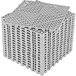 ToLanbbt Modular Interlocking Cushion 18P 11.8" x 11.8" Interlocking Rubber Floor Drain Holes Non-Slip Splicing Drainage Mats for Deck, Shower, Kitchen, Drain Pool, Sauna Bath, Indoor Outdoor (Grey)