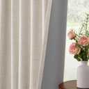 INOVADAY 100% Blackout Curtains 90 Inches Length 2 Panels Set, Back Tab/Rod Pocket Linen Black Out Curtains for Bedroom, Thermal Insulated Window Drapes - Cream, W50xL90
