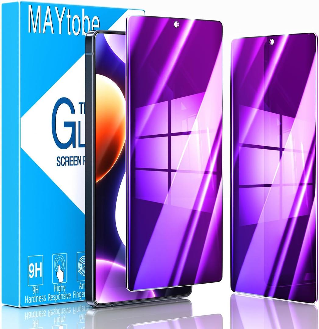 MAYtobe [2-Pack Privacy Screen Protector Designed for Samsung Galaxy S25 Ultra Anti-Blue Light Tempered Glass, Purple Anti-Spy, Eye Protection, Colorful Gradient