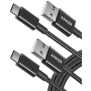Anker Cable [2 Pack 6ft], USB A to USB C Cable for iPhone 17 Series,Samsung Galaxy S10 S10+, LG V30, Beats Fit Pro and More (Black).