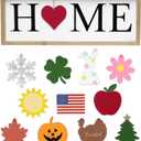Elegant Designs HG1031-RBK 23" Home Sweet Swap Farmhouse Frame with 12 Seasonal Ornaments, Freestanding or Wall Mountable, Natural Finish, Black Text (Rustic Natural)