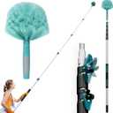 30 Feet High Reach Cobweb Duster with 6-24Ft Extension Pole, Webster Cobweb Duster with 5-Stage Telescopic Aluminum Pole, Spider Web Brush for Outdoor & Indoor Cleaning - Soft Bristles