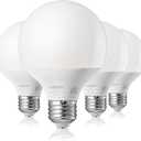 EDISHINE Vanity Light Bulbs, G25 LED Bathroom Light Bulbs, 25 Watt Equivalent Globe Light Bulb, CRI90+ 2700K Warm White 450LM, E26 Base, 4 Pack Non-dimmable, ETL Listed