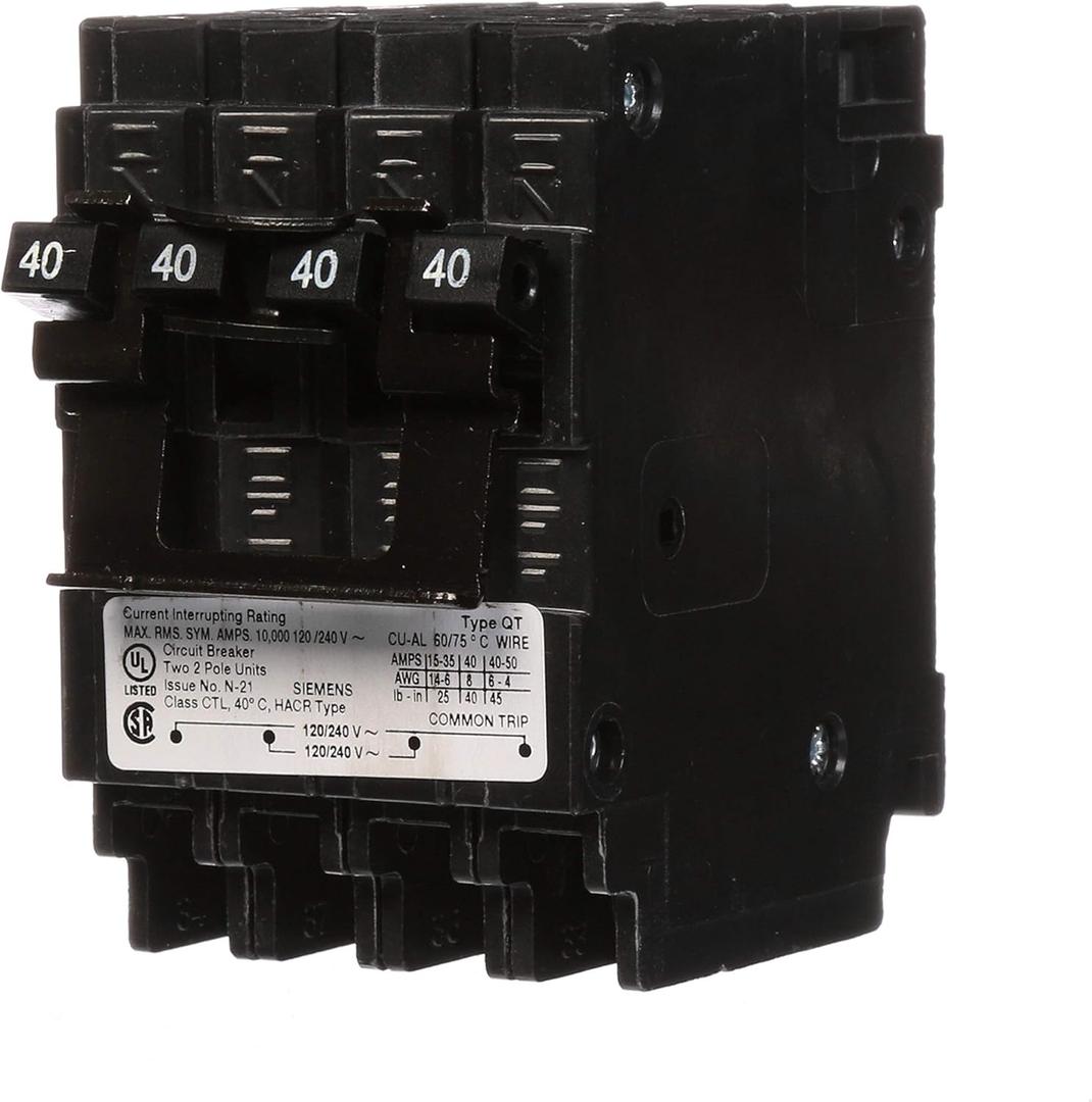 Siemens Q24040CT2 Two 40-Amp Double Pole Circuit Breaker