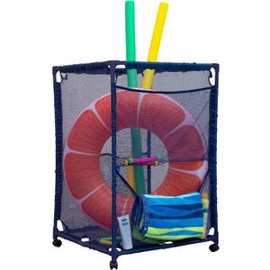 Essentially Yours Rolling Pool Storage Organizer Bin, Medium, (25.4" W x 25.4" L x 40" H), Blue Style 417227