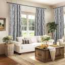 Patterned Living Room Curtains Drapes 108 Inch Long 2 Panels,Extra Long 50% Blackout Black Out Light Filtering Back Tab Boho Print Pattern 9FT Length Ceiling Curtains for Tall Window,Black