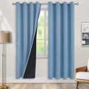 BGment Thermal Insulated 100% Blackout Curtains for Bedroom with Black Liner, Double Layer Full Room Darkening Noise Reducing Grommet Curtain (52 x 84 Inch, Denim Blue, 2 Panels)