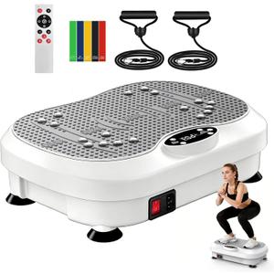 Vibration Plate Exercise Machine for Lymphatic Drainage with 200 Levels, Whole Body Fitness Workout Equipment Stand Shake Board Sport Gym for Weight Loss Fat Burner for Women Men (White)
