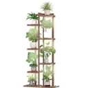 Solatmos Bamboo Plant Stand With Grow Lights Indoor Plants Outdoor Corner Plant Shelf Flower Stands for Living Room Patio Garden Corner Balcony (Brown, 7 Tier)