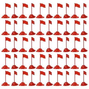 JOINPAYA 50 Pcs Military Sand Table Red Flag Models, Miniature Plastic Flags with Base for Army Men Dioramas, War Game Map Accessories and Historical Scene Decor, Red, 1 Pack