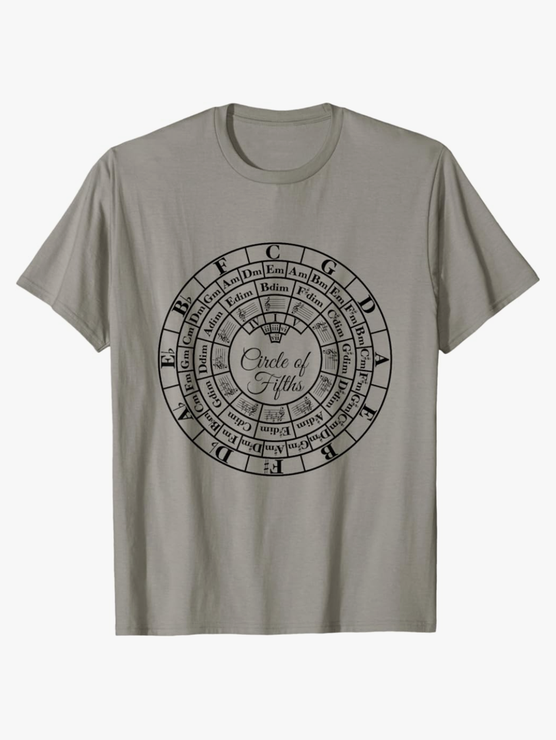 Unique Musician Gift Apparel Circle of Fifths Classical Harmony & Theory Chart T-Shirt size large