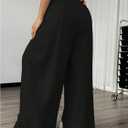 SweatyRocks Women's Wide Leg Baggy Sweatpants Oversized Athletic Trousers (Black, M)
