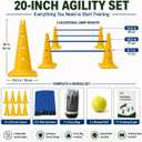 Dog Agility Equipment, 20-Inch Hurdle Set, 10.6 oz Weighted Cones