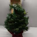 National Tree Company 24 in Pre-Lit Majestic Fir Mini Artificial Christmas Tree, 35 Clear Lights, 71 Tips, Red Cloth Base, Green