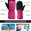 INPAKO Kids Ski Gloves Waterproof Winter Snow Gloves for Boys Girls Cold Weather Windproof Warm Mittens for Snowboard Sport Outdoor (4-6 years old, Rose Red)