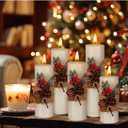 5 Pcs Christmas Pillar Candle 5 Size White Pillar Handmade Soy Wax Candles Holiday Decor Gift for Bedroom Bathroom Indoor Outdoor Home Dinner Party Decoration