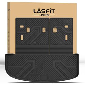 LASFIT Cargo Mat & Backrest Mats for Kia Telluride 2025 2024 2023 2022 2021 2020, All Weather TPE Custom Fit Trunk Mats & Seatback Mats Accessoires for Kia Telluride 2020-2025, Black