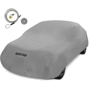 Motor Trend Breathable Lightweight Car Cover, Anti-Moisture Build-Up Water-Resistant Scratch-Resistant Travel-Friendly, Universal Fit for Cars SUVs Trucks Vans All-Weather Outdoor/Indoor, (XL) 210" L