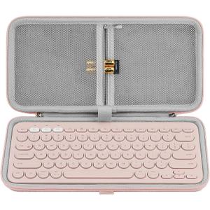 GEEKRIA Keyboard Carrying Case, Hard Shell Protective Travel Bag for Small Compact Keyboard, Compatible with Logitech K380, Logitech Pebble Keys 2 K380s (Pink)