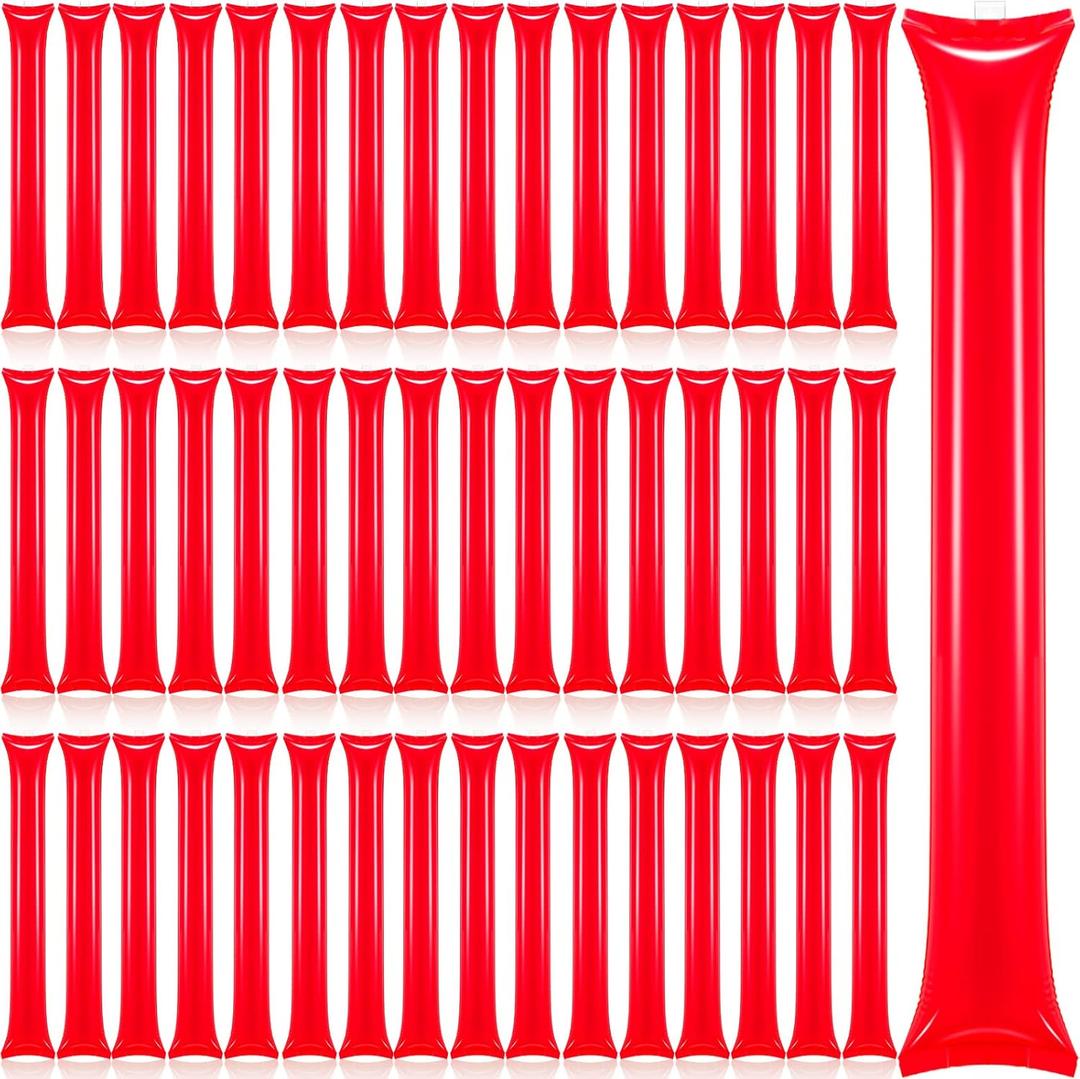 Civaner 48 Pcs Thunder Stick Team Spirit Boom Stick Cheering Accessories Cheerleading Spirit Noise Maker Plastic Clapper Inflatable Noise Maker Sports Supply(Red)